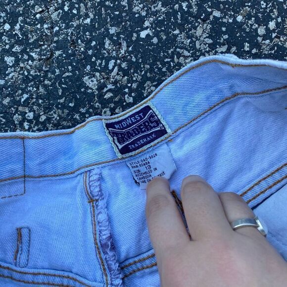 Vintage Y2K Midwest Traders Light Wash Back Buckle High Rise Denim Jean Jorts Sh - Picture 5 of 5